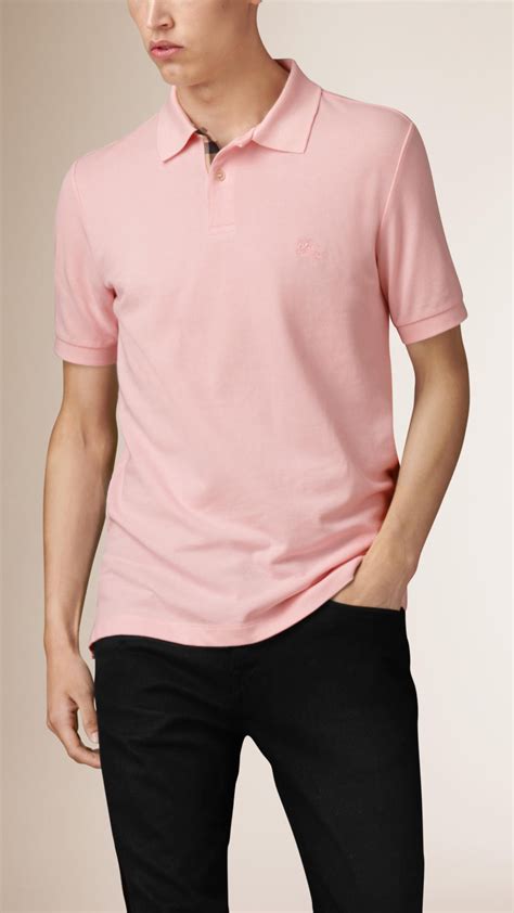pink burberry shirt men polo